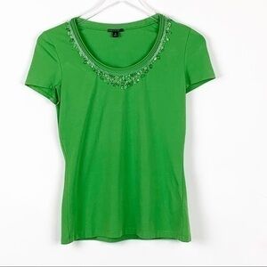 Lafayette 148 New York Studded Top Green Size Small